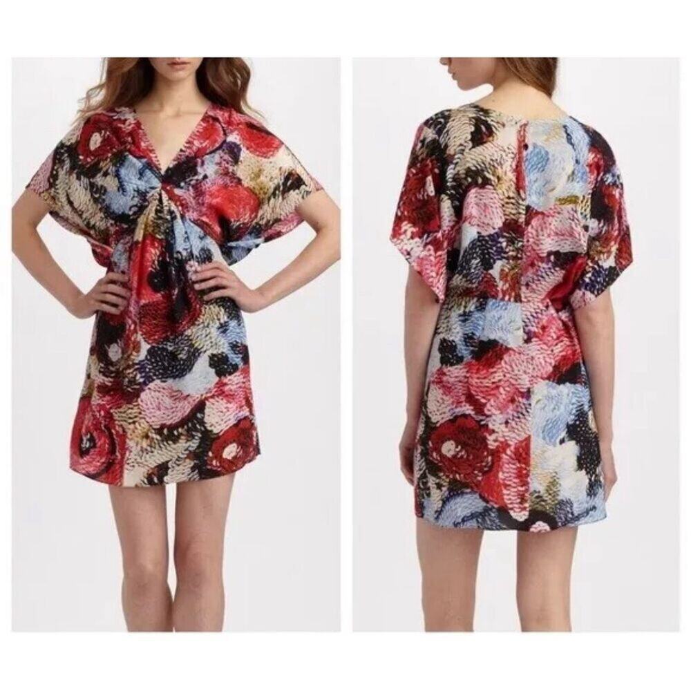Leifsdottir Womens Multicolor Floral Print Silk Blend River Fish Dress Size 0